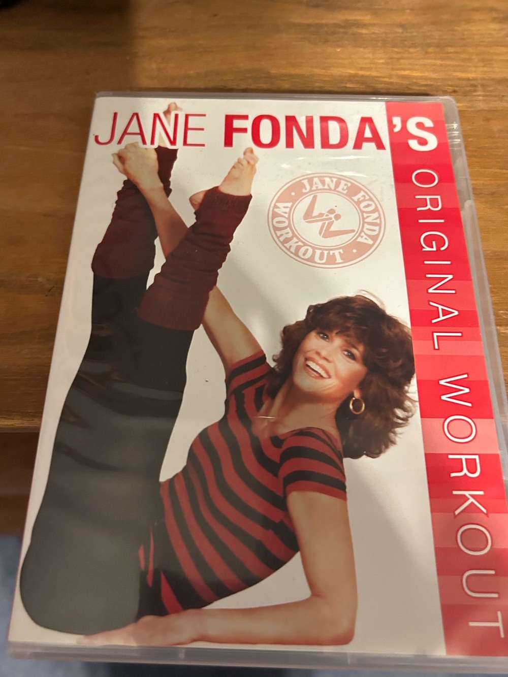 Jane Fonda Black Leggings with Maroon Leg Warmers